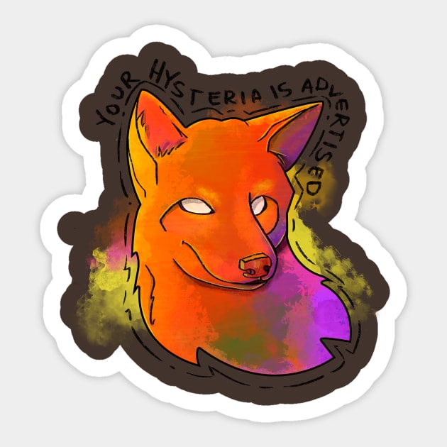 Advertised Hysteria Coyote Sticker by 📼Creepe💀Paper🕶️